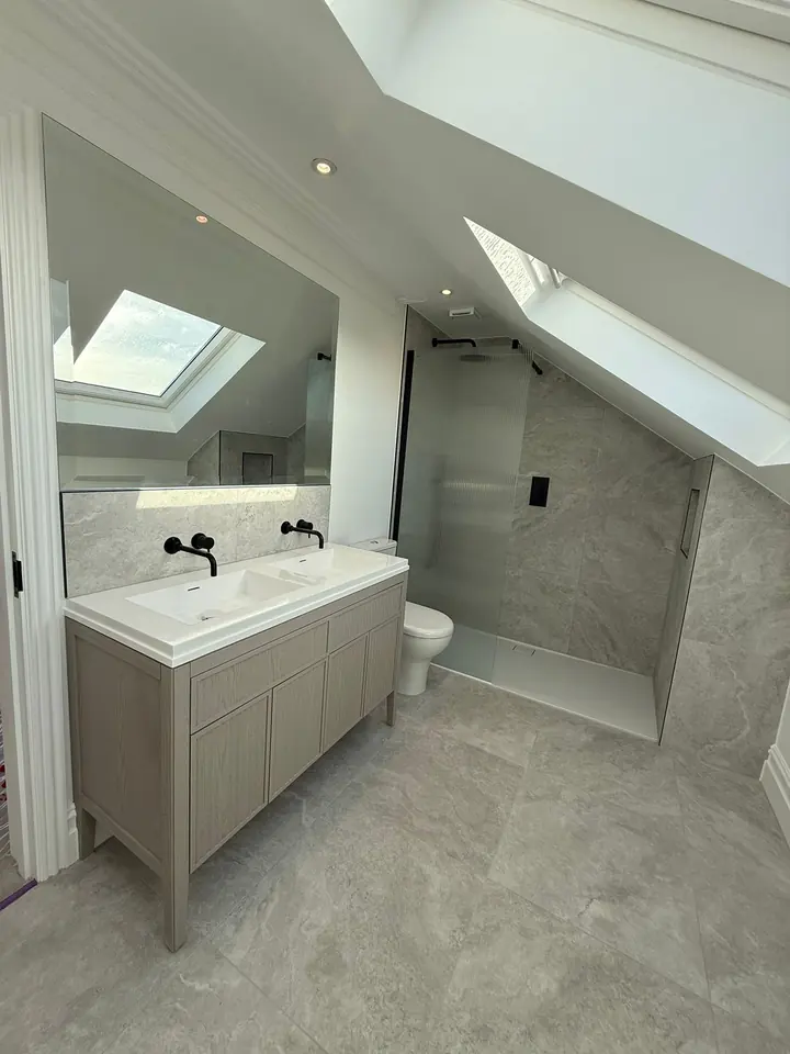 Bathroom installation with walk-in shower